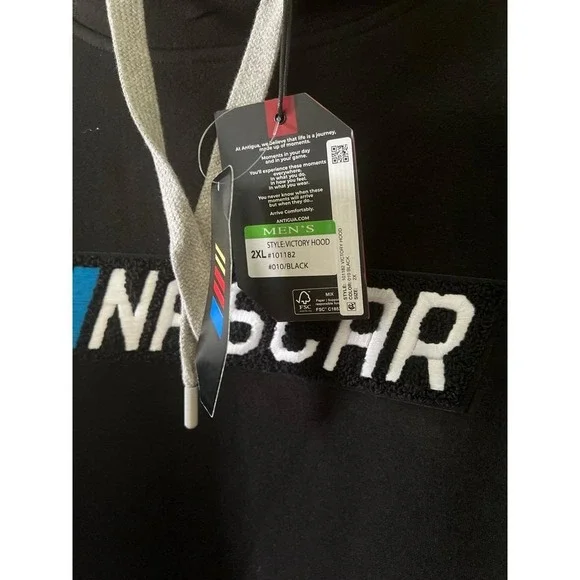 Men's NASCAR Victory Chenille Black Pullover Hoodie 2XL NWT